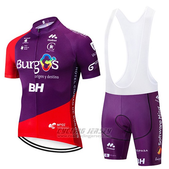 2019 Cycling Jersey Burgos BH Purple Red Short Sleeve and Bib Short